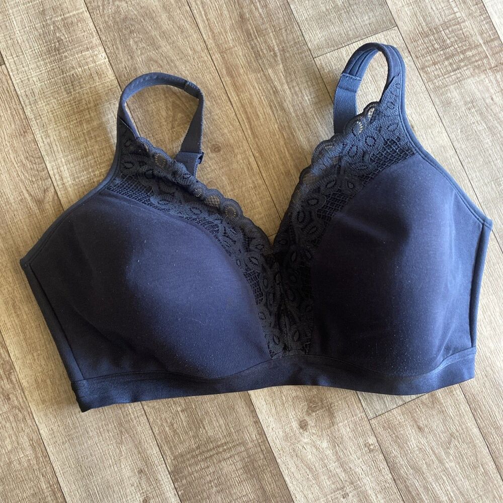 Cacique 40 F Sports Bra Navy Blue with Lace Appliqué